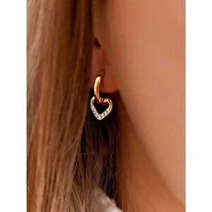 Heart Hoop Drop Earrings M1789